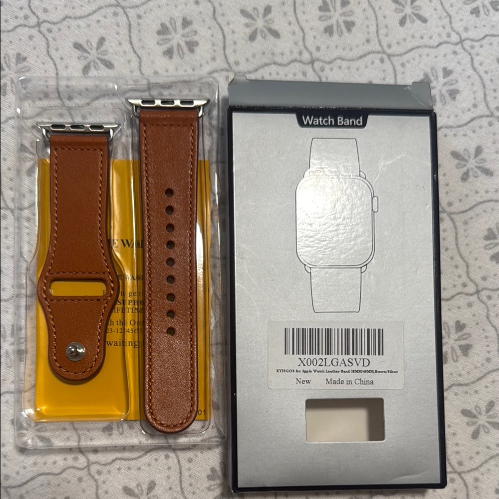 Apple Brown Leather Watch Strap with Silver Hardware